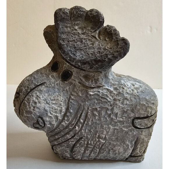 Hand-Carved Stone Moose Figurine Paperweight Outdoor Cabin Hone Decor 5.5" tall - Picture 4 of 5